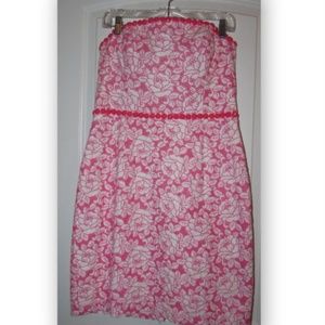 LILLY PULITZER Pink Floral Strapless Bead Dress 12